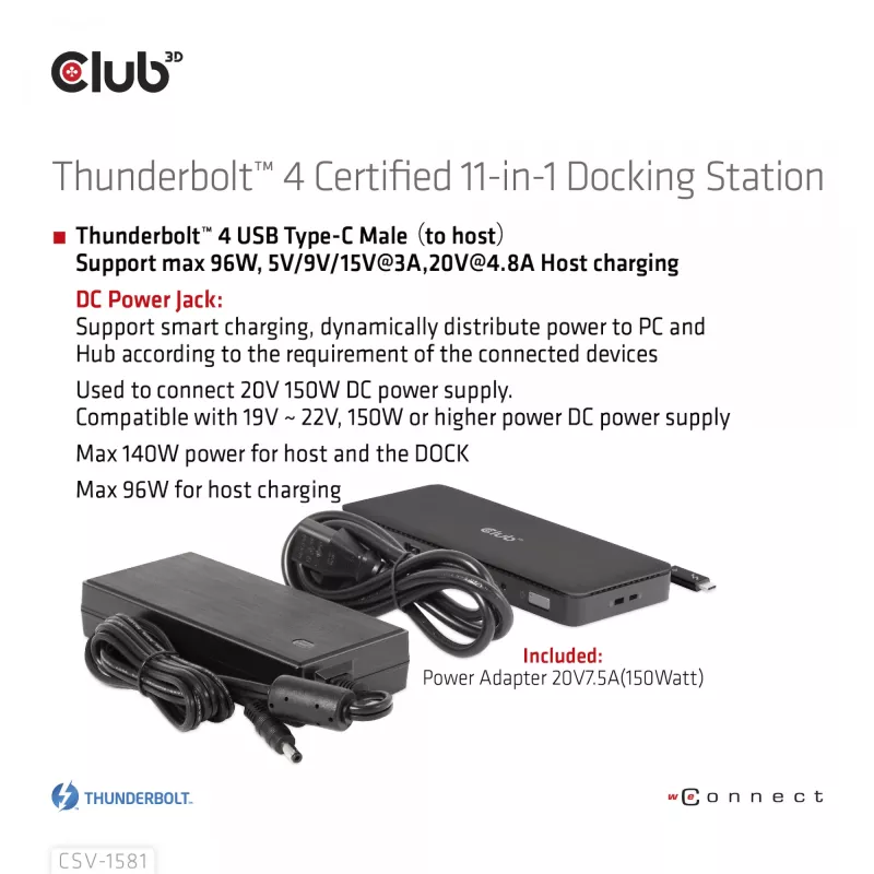 Dokovacia stanica CLUB3D Thunderbolt 4 Certified 11-in-1 140W