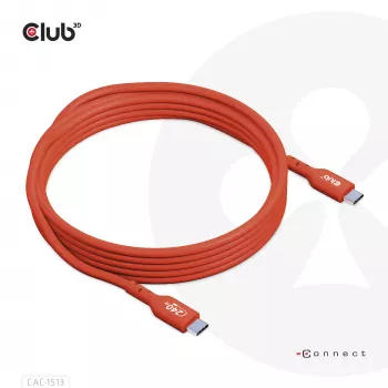 CLUB3D USB2 Type-C obojsmerný USB-IF certifikovaný dátový kábel 480Mb, PD 240W(48V/5A) EPR M/M 3m / 9.84 ft