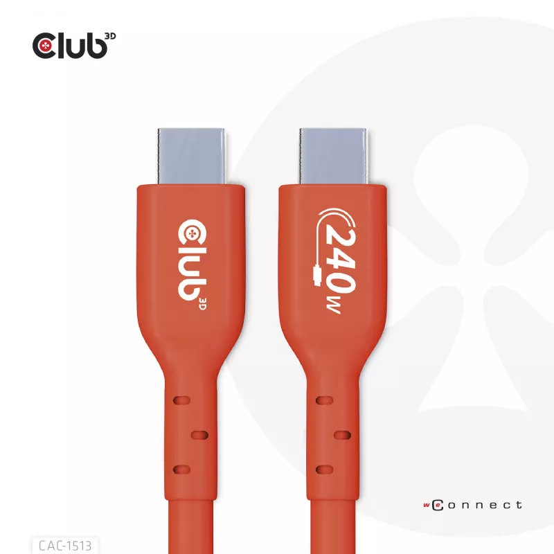 CLUB3D USB2 Type-C obojsmerný USB-IF certifikovaný dátový kábel 480Mb, PD 240W(48V/5A) EPR M/M 3m / 9.84 ft