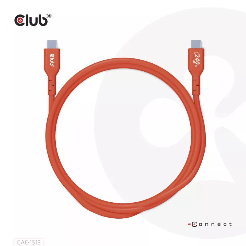 CLUB3D USB2 Type-C obojsmerný USB-IF certifikovaný dátový kábel 480Mb, PD 240W(48V/5A) EPR M/M 3m / 9.84 ft