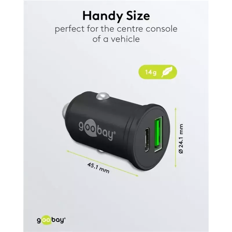 Goobay Dual-USB auto rýchlonabíjačka USB-C PD 45W čierna