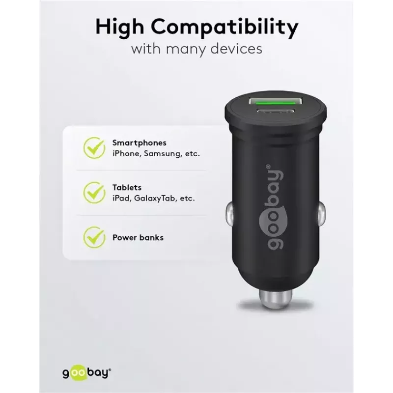 Goobay Dual-USB auto rýchlonabíjačka USB-C PD 45W čierna
