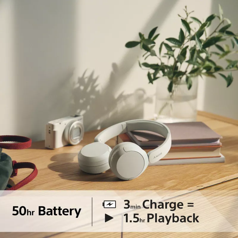 Sony WH-CH520 bezdrôtový On-Ear headset, Bluetooth 5.2, 50 h prehrávania, USB-C nabíjanie, biela