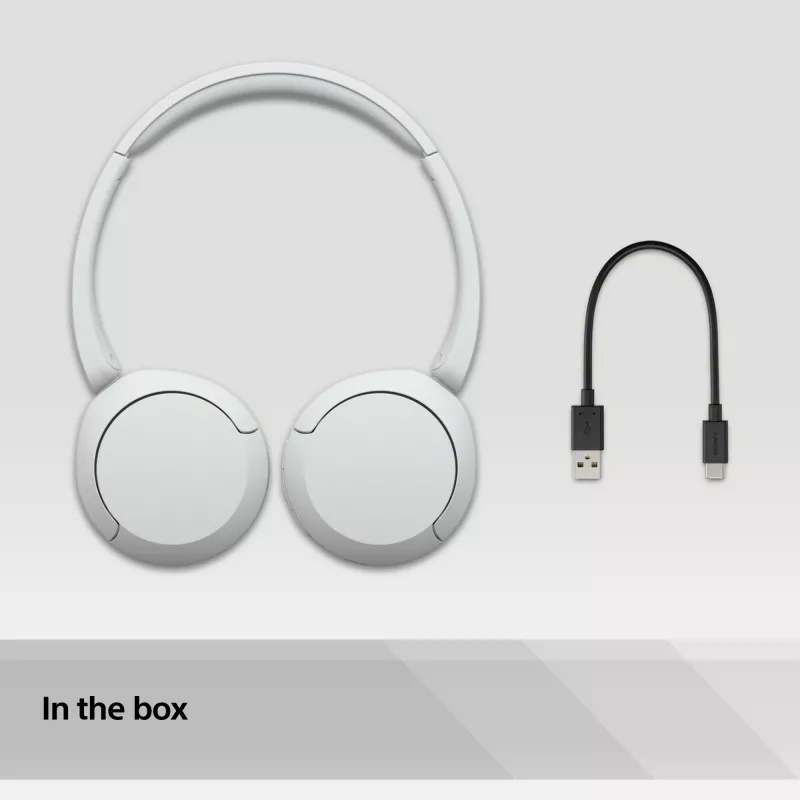 Sony WH-CH520 bezdrôtový On-Ear headset, Bluetooth 5.2, 50 h prehrávania, USB-C nabíjanie, biela