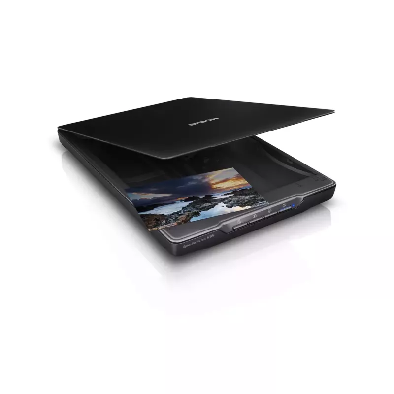 Plochý skener Epson Perfection V39II — A4, 4800 x 4800 DPI, CIS, USB napájaný, čierny