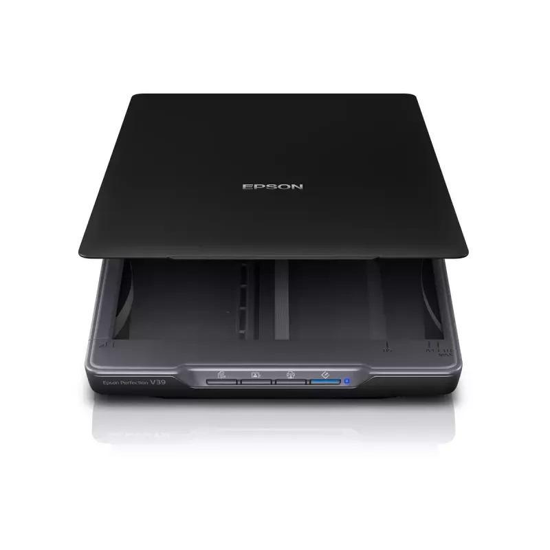 Plochý skener Epson Perfection V39II — A4, 4800 x 4800 DPI, CIS, USB napájaný, čierny