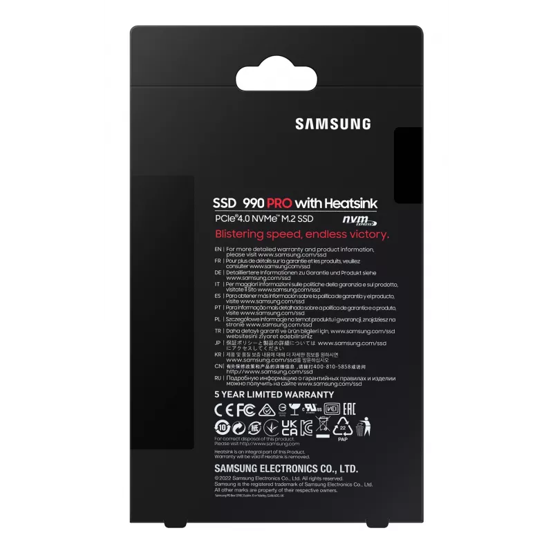 SSD disk Samsung 990 PRO s chladičom 2000 GB M.2 2280 M.2 NVMe MZ-V9P2T0CW