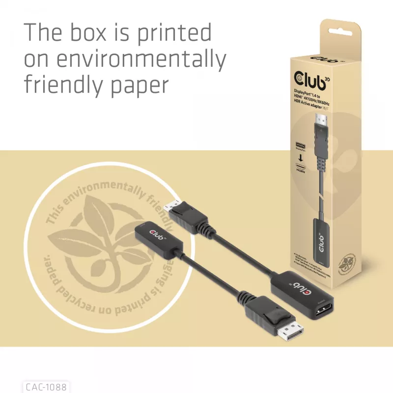 CLUB3D DisplayPort1.4 na HDMI 4K120Hz/8K60Hz HDR aktívny adaptér samec/samica