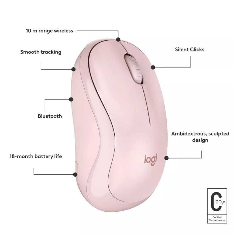 LOGITECH M240 tichá myš - Bluetooth - ružová