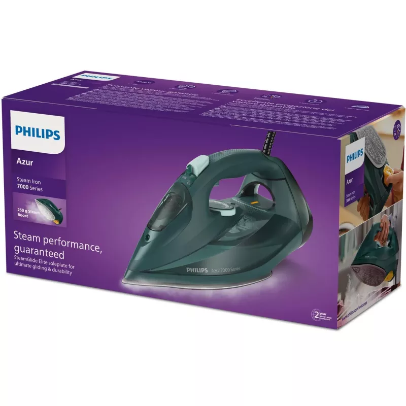 Philips 7000 series DST7050/70 žehlička parná žehlička SteamGlide Elite žehliaca plocha 2800 W zelená