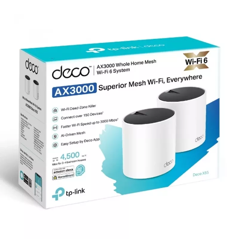 TP-Link DECO X55 (balenie 2 ks) dualband (2,4 GHz / 5 GHz) Wi-Fi 6 (802.11ax) biela 3 interné