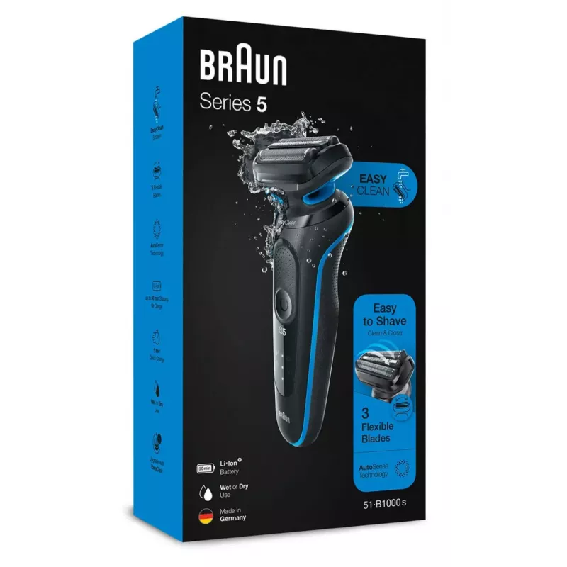Braun 51-B1000s fóliový holiaci strojček čierna, modrá