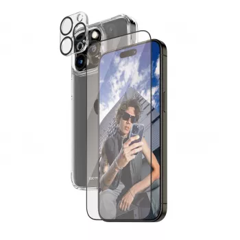 PanzerGlass ® 3-in-1 balenie iPhone 15 Pro Max, Apple, Apple - iPhone 15 Pro Max, suchá aplikácia, nárazuvzdorné, transparentné, 1 kus