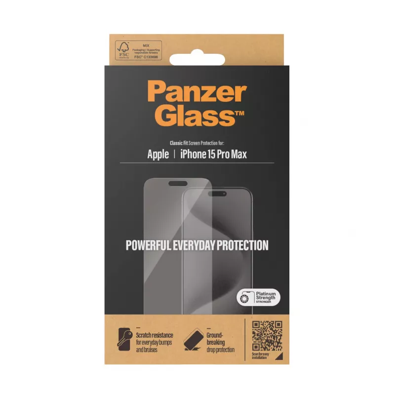 PanzerGlass ® ochranná fólia displeja iPhone 15 Pro Max | Classic Fit
