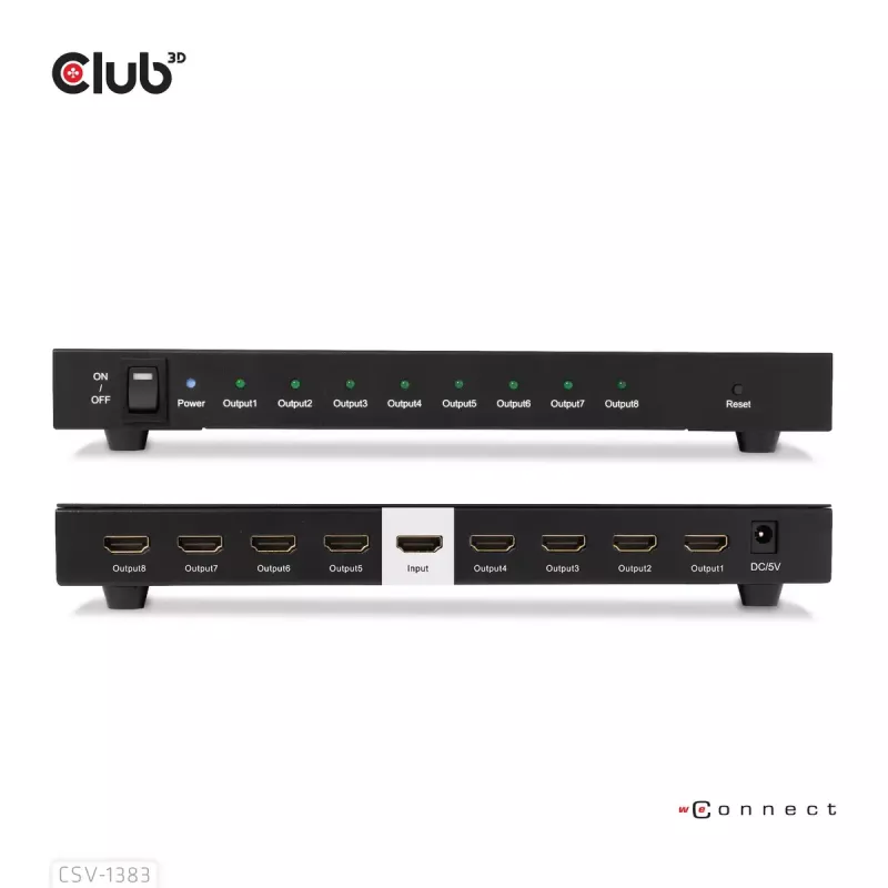 CLUB3D 1-na-8 HDMI™ splitter Full 3D a 4K60Hz (600MHz)