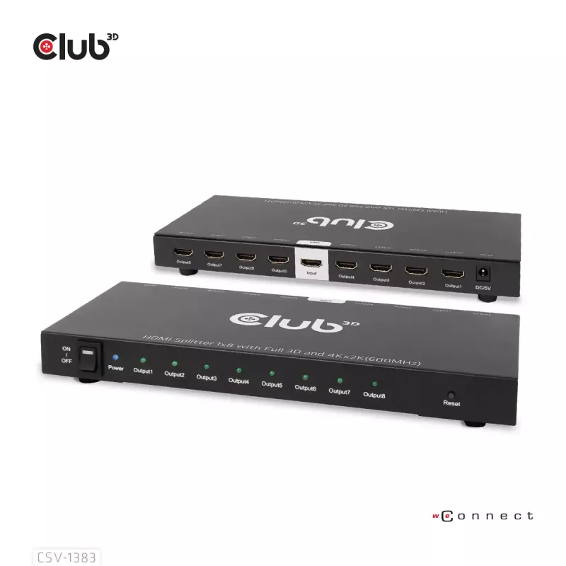 CLUB3D 1-na-8 HDMI™ splitter Full 3D a 4K60Hz (600MHz)