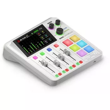 Audio rozhranie Rode RodeCaster Duo biela – 2-kanálová USB podcastingová konzola s mixérom a predzosilňovačmi
