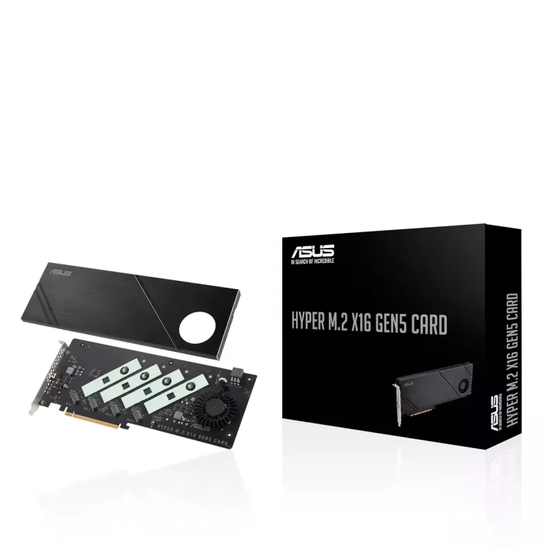 ASUS Hyper M.2 x16 Gen5 Card PCIe 5.0 M.2 adaptér s aktívnym chladením