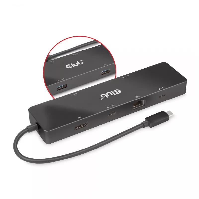 CLUB3D USB3.2 Gen2 Type-C, 6-in-1 prenosný dual-display dock s USB Type-C video 4K60Hz