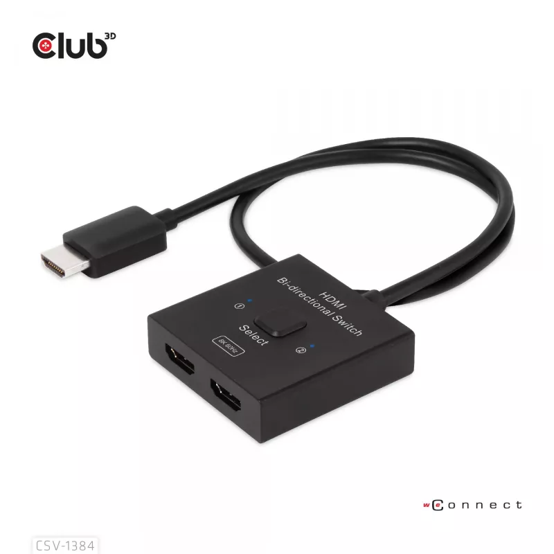 CLUB3D HDMI 2-in-1 obojsmerný switch 8K60Hz 4K120Hz CSV-1384