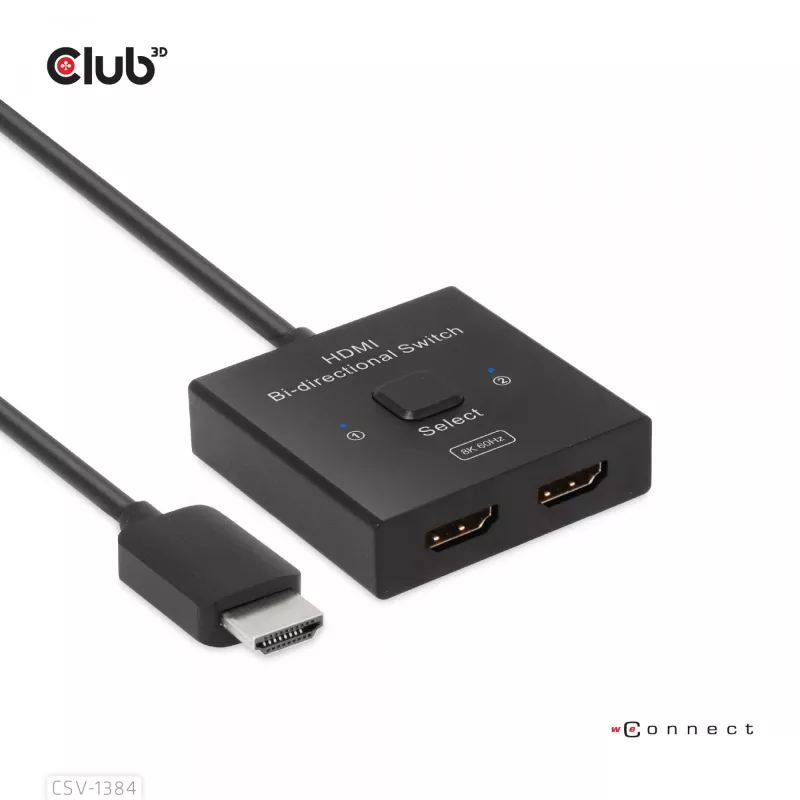 CLUB3D HDMI 2-in-1 obojsmerný switch 8K60Hz 4K120Hz CSV-1384