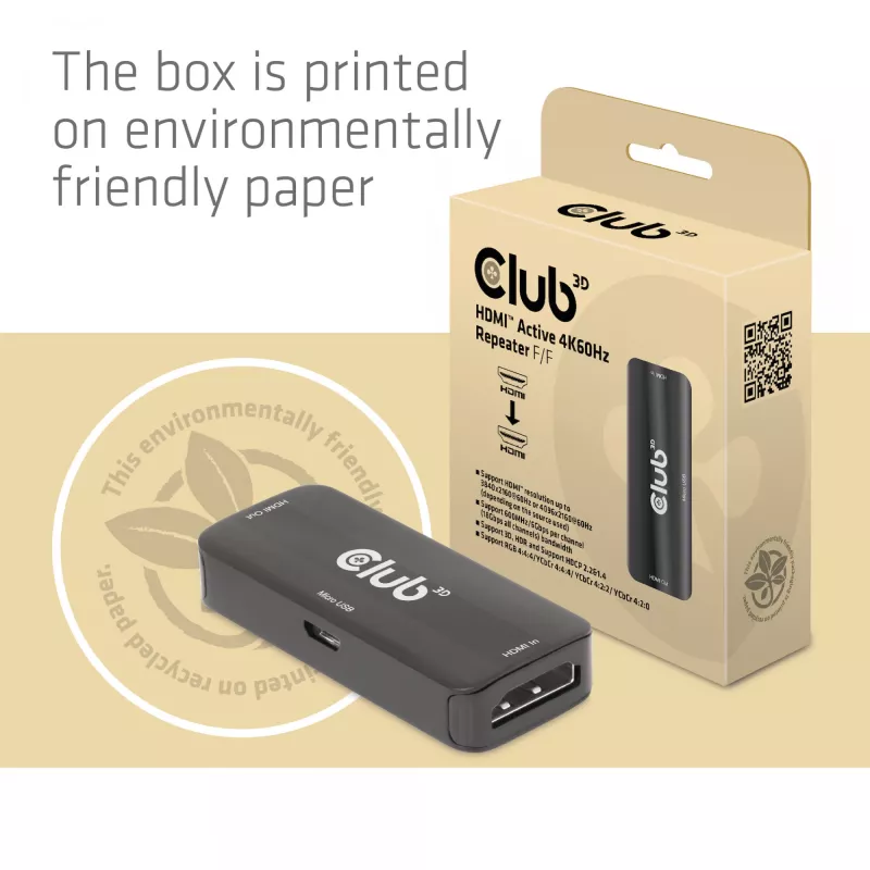 CLUB3D HDMI aktívny 4K60Hz repeater F/F