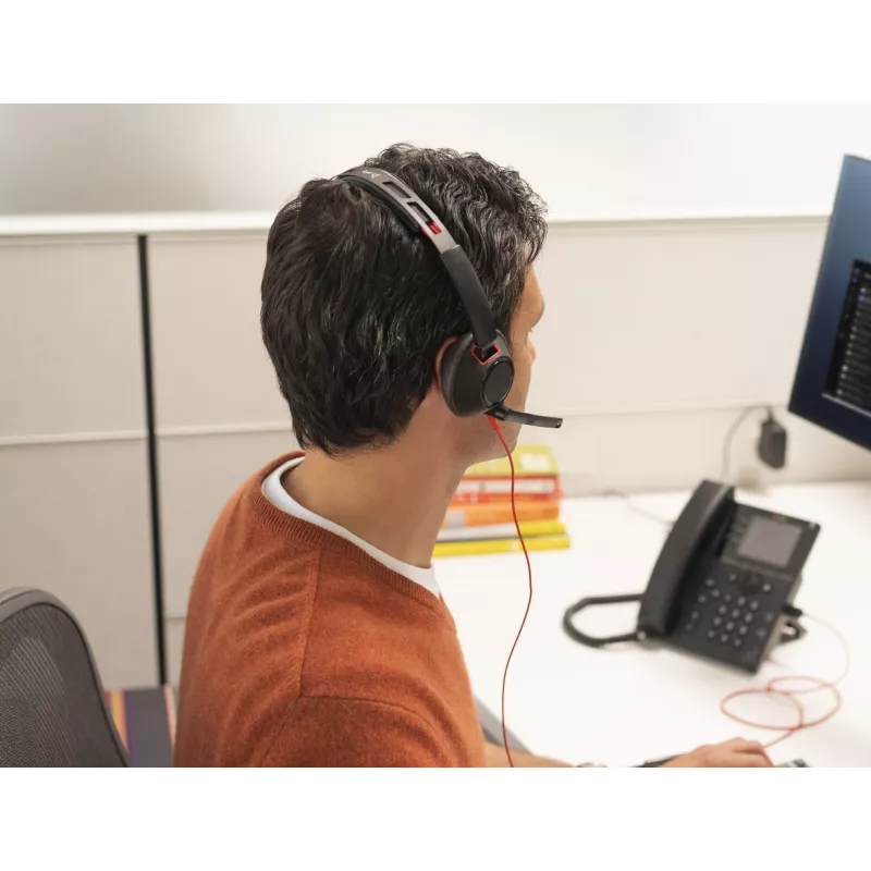 HP Poly Blackwire 5220 stereo USB-C headset + 3,5 mm jack + USB-C/A adaptér