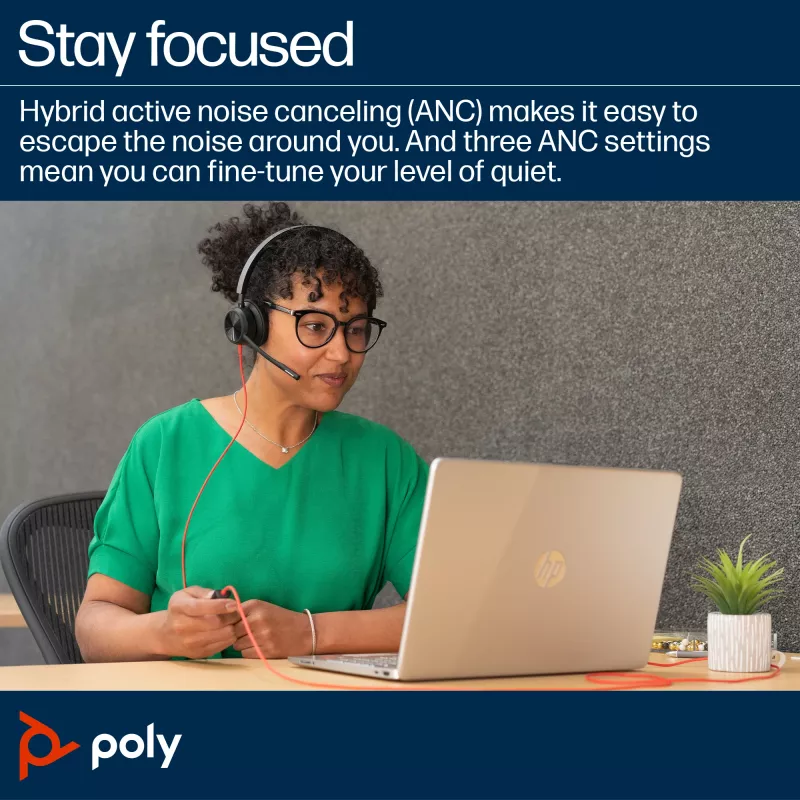 HP Poly Blackwire 8225 stereo Microsoft Teams certifikovaný USB-C headset + USB-C/A adaptér