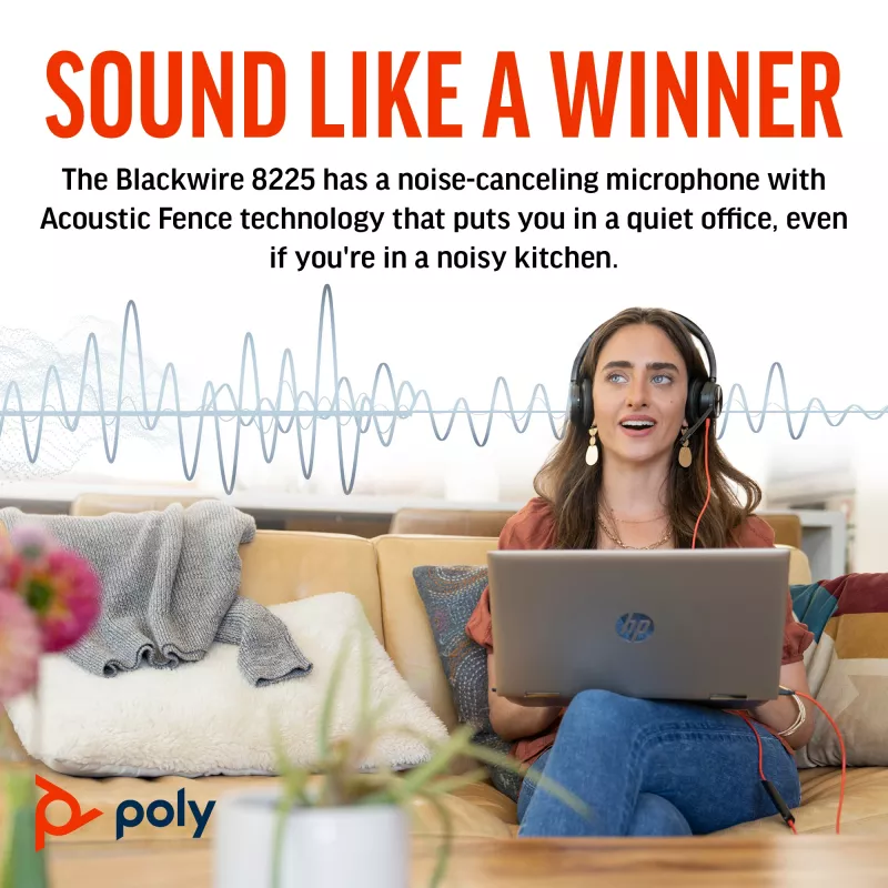 HP Poly Blackwire 8225 stereo Microsoft Teams certifikovaný USB-C headset + USB-C/A adaptér