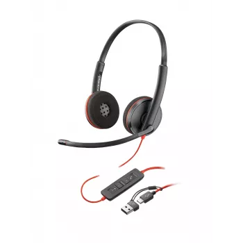 HP Poly Blackwire 3210 mono USB-C headset + USB-C/A adaptér