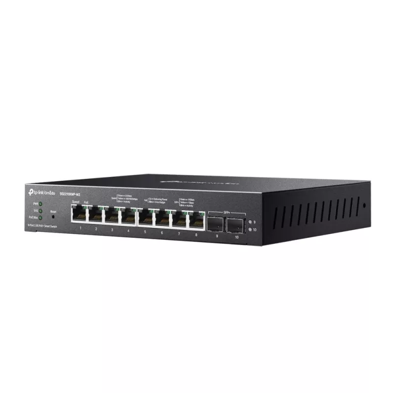 TP-Link Omada 8-portový 2.5GBASE-T a 2-portový 10GE SFP+ smart switch s 8-portmi PoE+