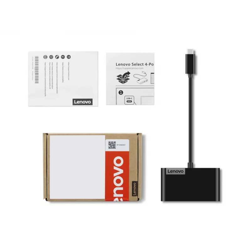Lenovo Select GX91L84354 USB-C rozbočovač so 4 portmi, USB 3.0, čierny