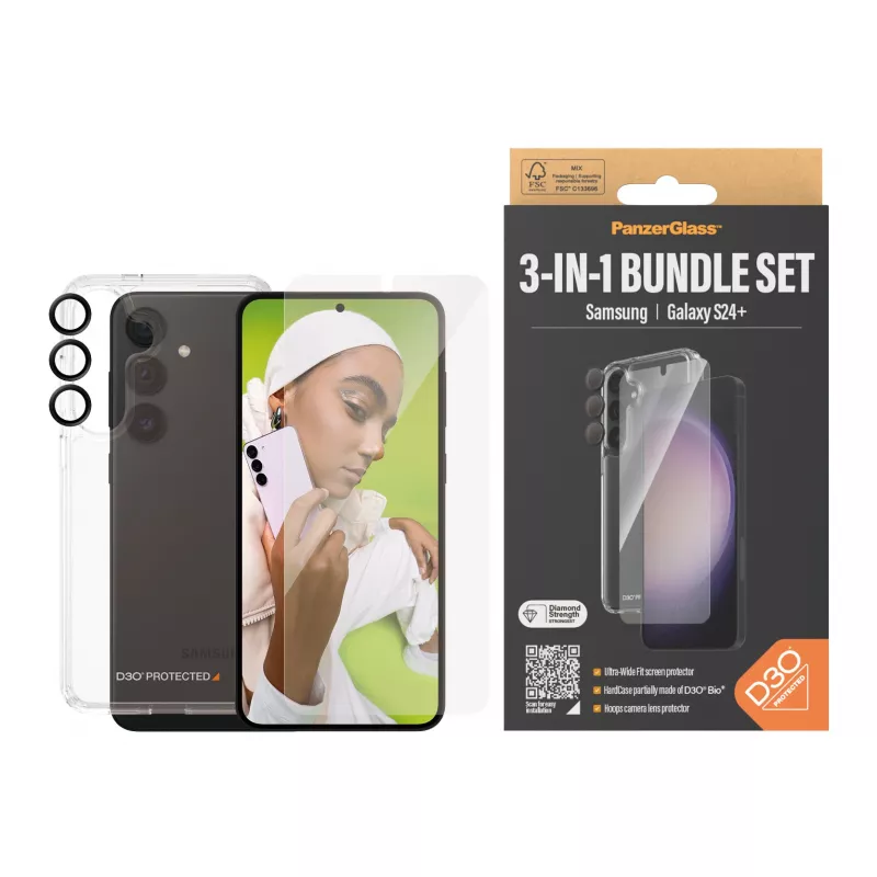 PanzerGlass ® 3-in-1 ochranný balík Samsung Galaxy S24+ | Ultra-Wide Fit s EasyAligner