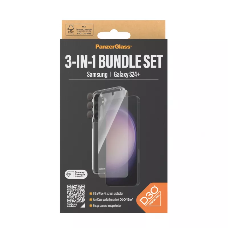 PanzerGlass ® 3-in-1 ochranný balík Samsung Galaxy S24+ | Ultra-Wide Fit s EasyAligner