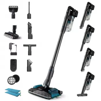 Philips 8000 series XC8057/01 bezdrôtový tyčový vysávač, na suché aj mokré vysávanie, cyklónový, bezvreckový, 0,6 l, Aqua Blue/Black