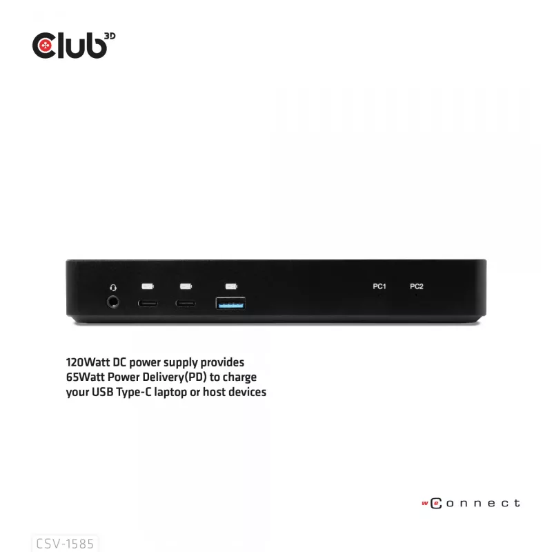 CLUB3D DisplayPort/HDMI KVM switch/dock 4K60Hz pre USB Type-C vstupy