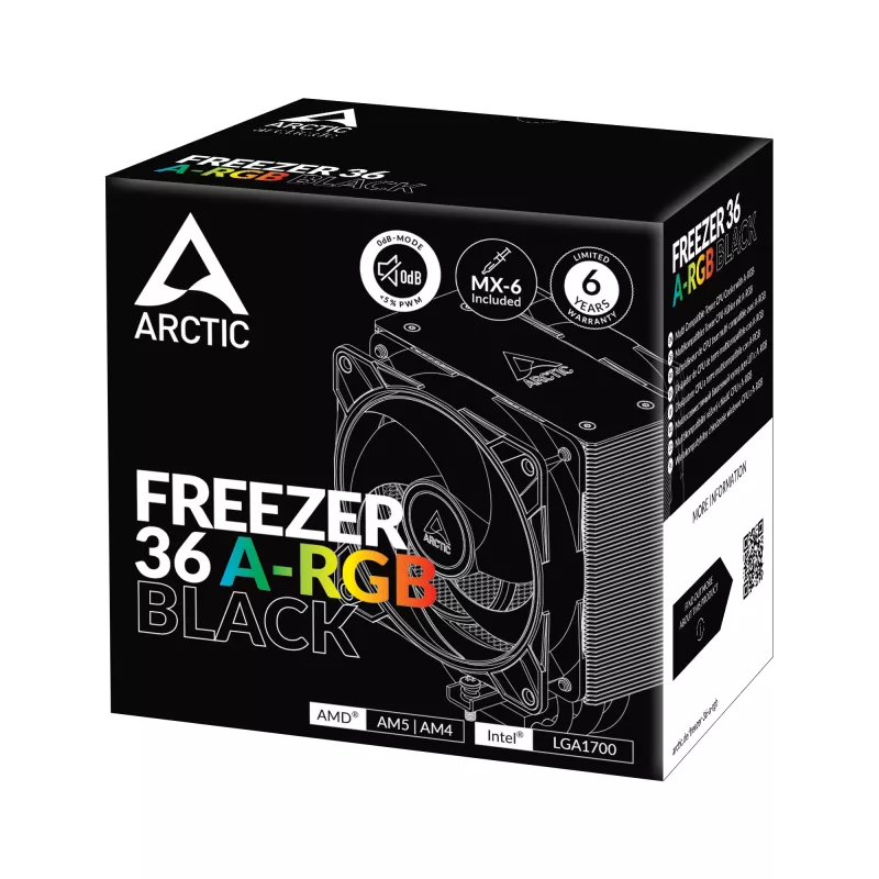 ARCTIC Freezer 36 A-RGB (čierna) Multi-kompatibilný vežový CPU chladič s A-RGB