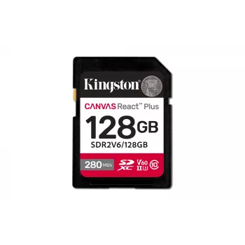 Kingston Technology 128 GB Canvas React Plus SDXC UHS-II 280R/100W U3 V60 pre Full HD/4K