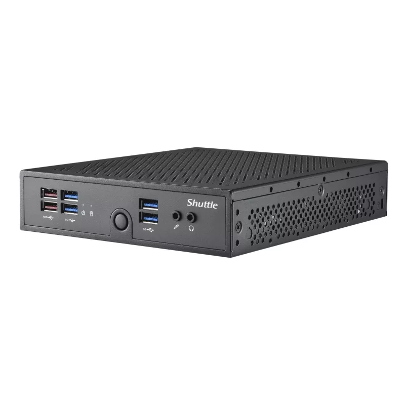Shuttle XPC slim Barebone DS50U, Intel Celeron 7305, 2x LAN (1x 2,5 Gbit, 1x 1 Gbit), 1x COM, 1x HDMI, 1x DP, 1x VGA, bez ventilátora, 24/7 nepretržitá prevádzka