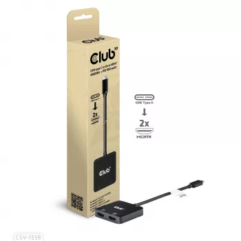 CLUB3D USB-C® hub na dual HDMI™ 4K60Hz M/F+PD3.0 100 W