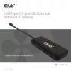 Club3D CSV-1548 USB-C rozbočovač, 4x USB-C 10 Gbps, 100W PD, čierny