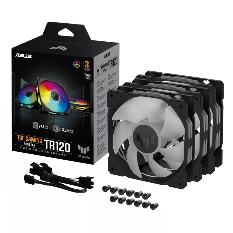 ASUS TUF GAMING TR120 ARGB 3IN1 čierny chladič do počítačovej skrine 12 cm
