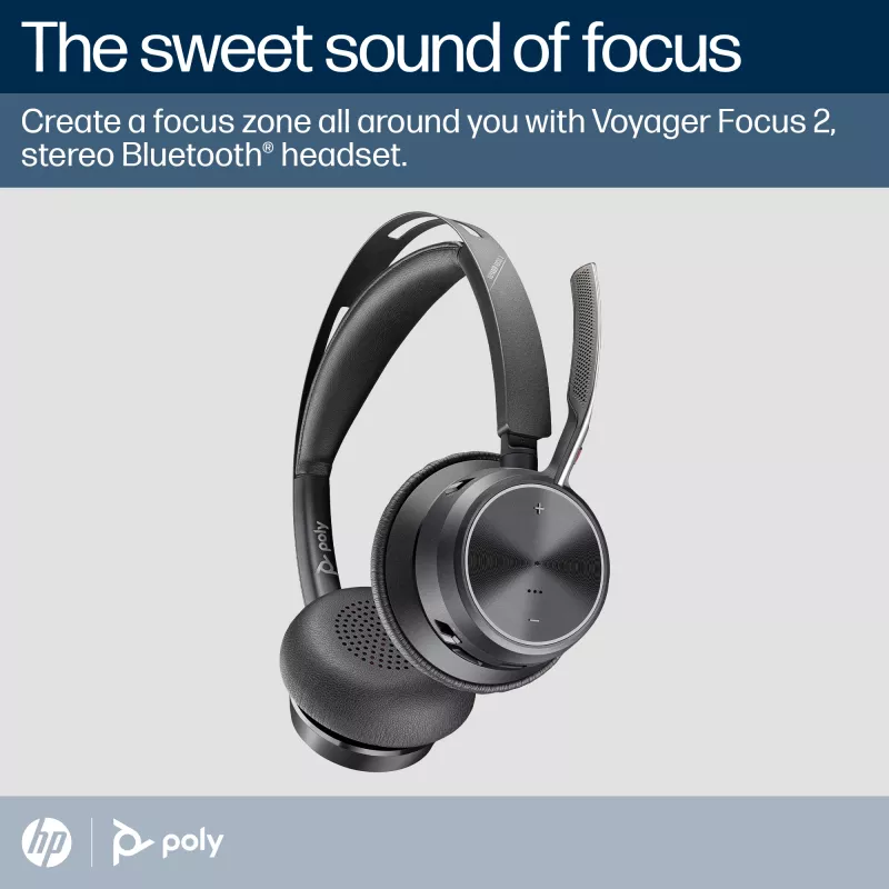 HP Poly Voyager Focus 2 Microsoft Teams Certified USB-C-C headset +USB-C/A adaptér +nabíjacia stanica