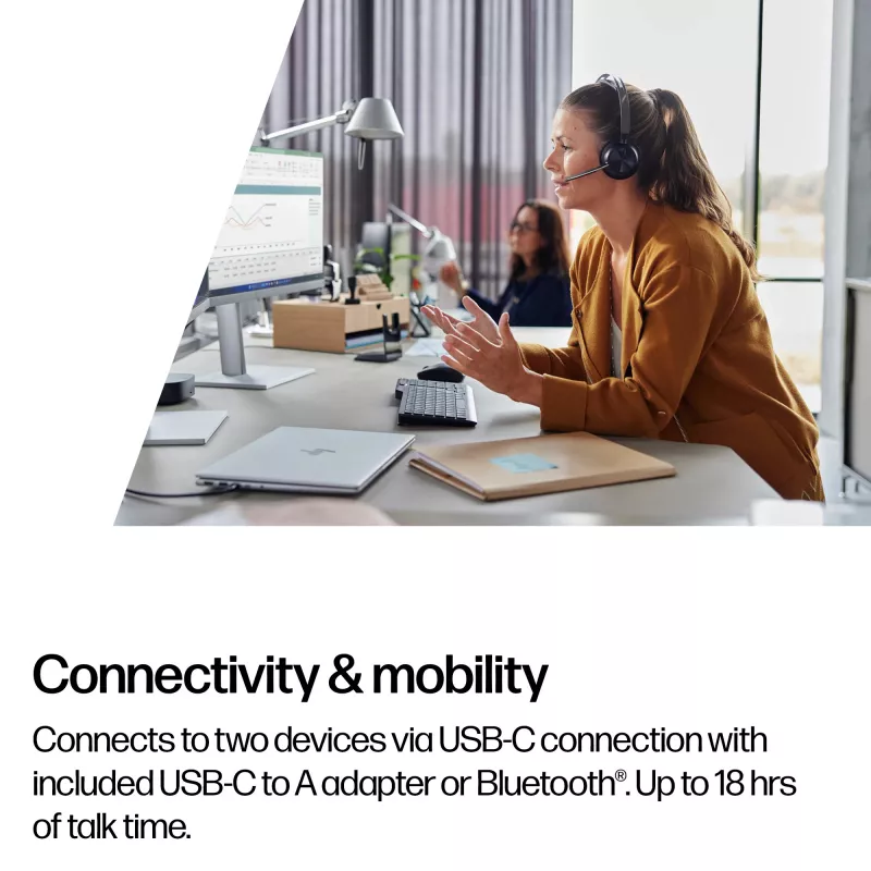HP Poly Voyager Focus 2 USB-C-C headset +USB-C/A adaptér