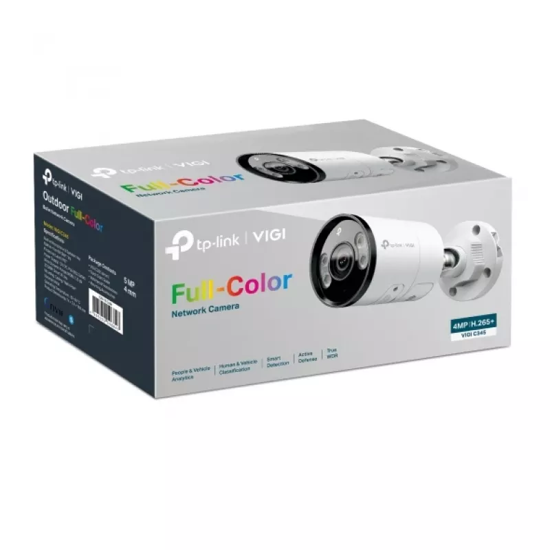 TP-Link VIGI C345 4MP Full-Color bezpečnostná IP kamera typu bullet, 2,8 mm, vonkajšia, montáž na stenu, biela
