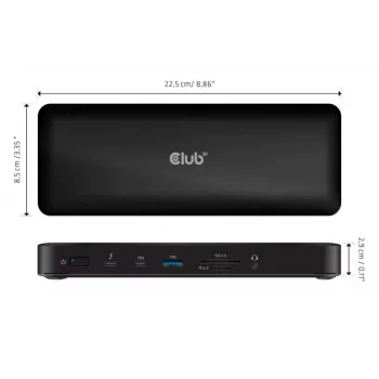 CLUB3D CSV-1583 dokovacia stanica/replikátor portov pre notebook káblový Thunderbolt 4 čierny
