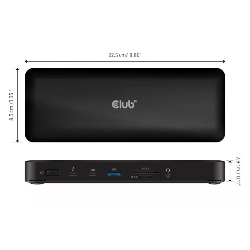 CLUB3D CSV-1583 dokovacia stanica/replikátor portov pre notebook káblový Thunderbolt 4 čierny