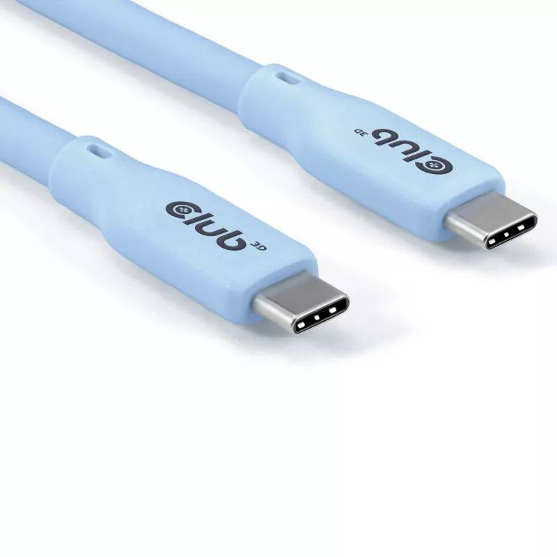 CLUB3D USB-C kábel modrý, 2 m, USB-C, USB-C, USB4 Gen 2x2, 20 Gbit/s, modrý