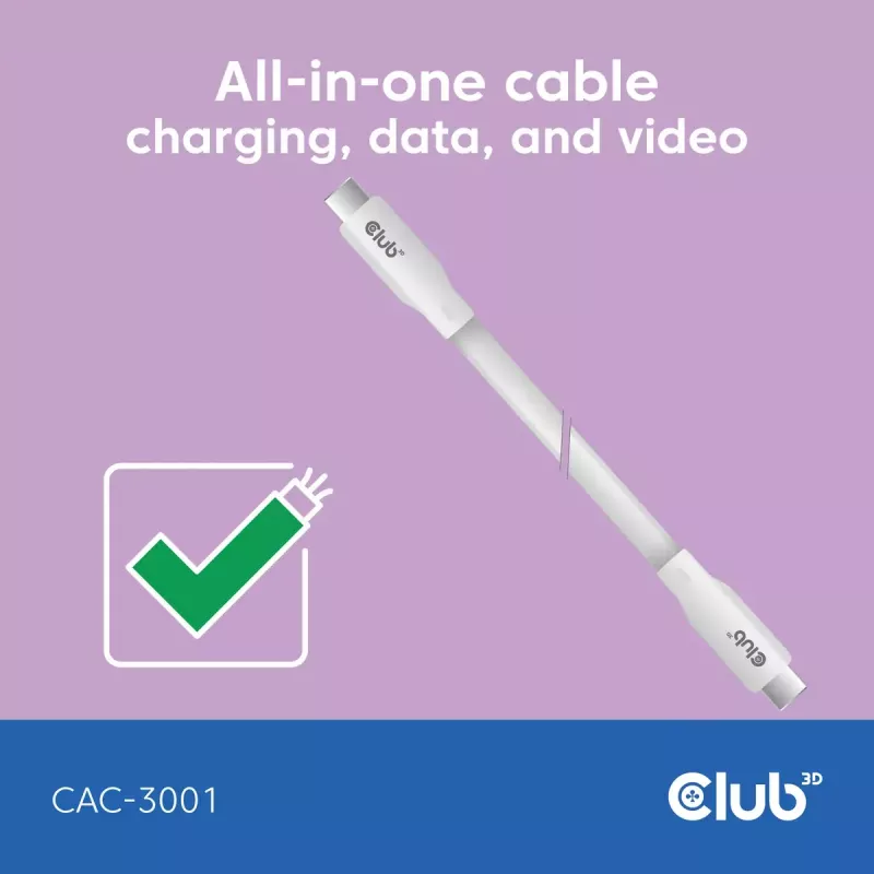 USB-C kábel CLUB3D CAC-3001 2m USB4 Gen 3x2 biely