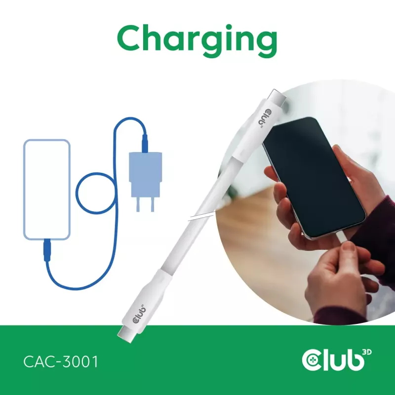 USB-C kábel CLUB3D CAC-3001 2m USB4 Gen 3x2 biely